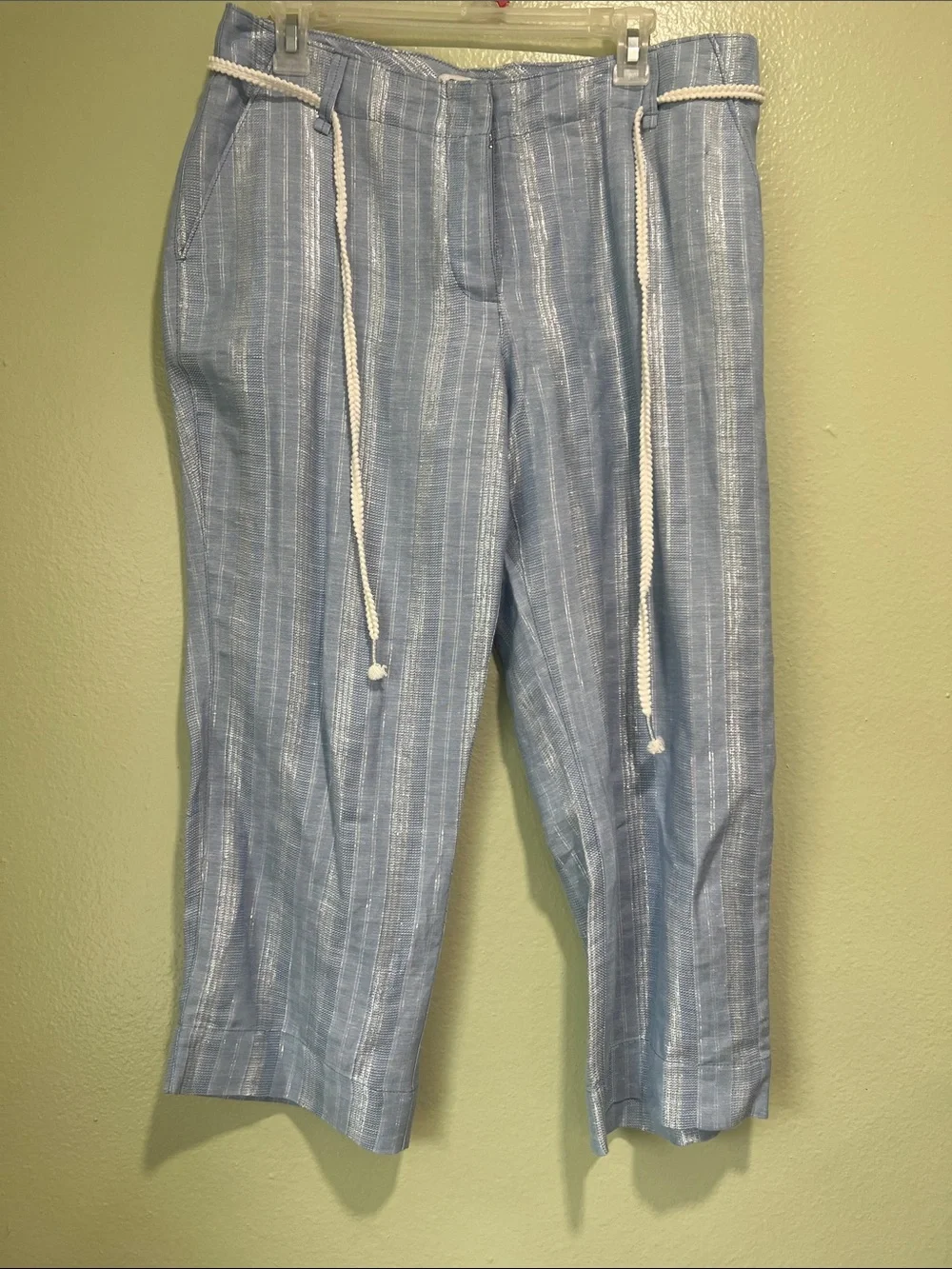 Tommy Bahama Light Blue Striped Linen-Blend Pants
